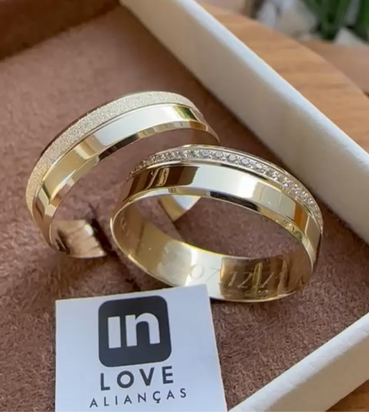 Alianças de Casamento em Ouro 18k - Modelo Nossa Energia | 5mm | 12x R$499