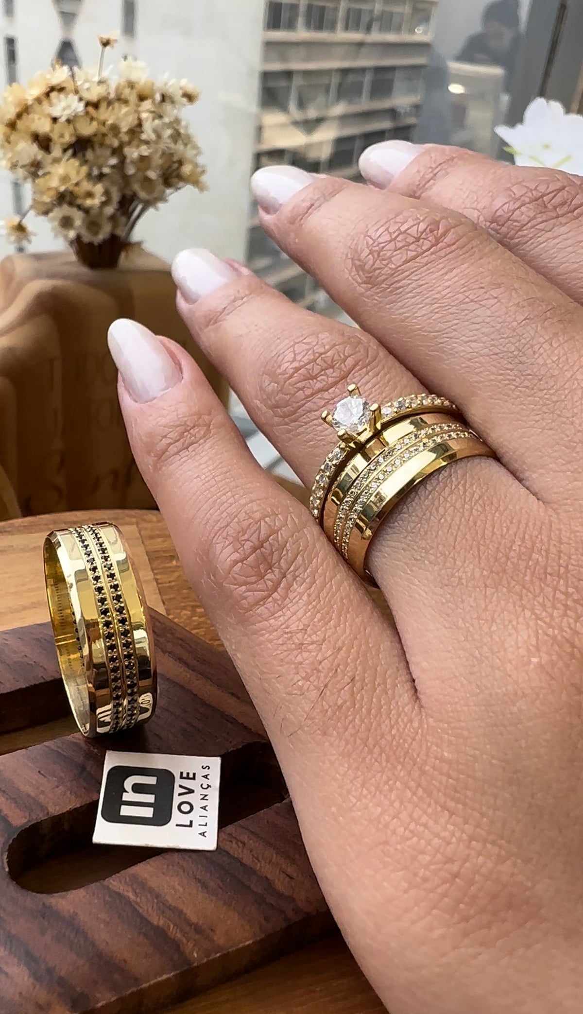 Par de Alianças em Ouro 18k - Modelo Meu Sorriso | 7mm | 12x R$758