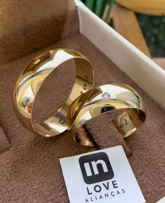 Alianças de Casamento em Ouro 18k - Modelo Tradicional | 6mm | 12x R$699