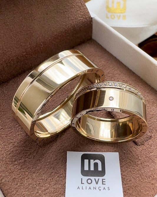Alianças de Casamento em Ouro 18k - Modelo Lírios | 8mm | 12x R$832,5