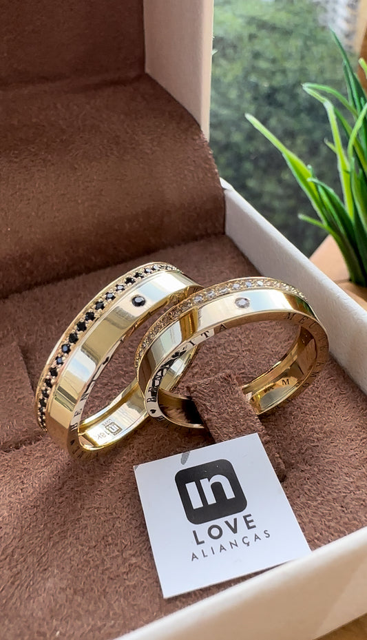 Alianças de Casamento em Ouro 18k - Modelo Lírios Duo | 5mm | 12x R$799