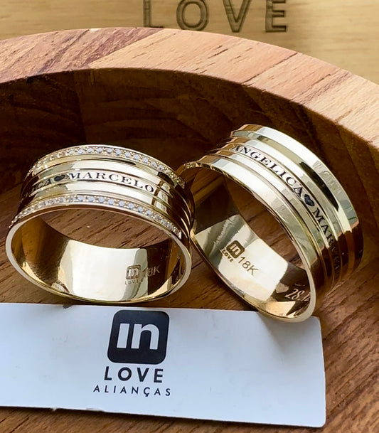 Alianças de Casamento em Ouro 18k - Modelo Paraíso | 8mm | 12x R$699