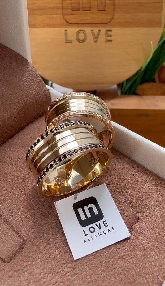 Alianças de Casamento em Ouro 18k - Modelo Paraíso | 9mm | 12x R$799