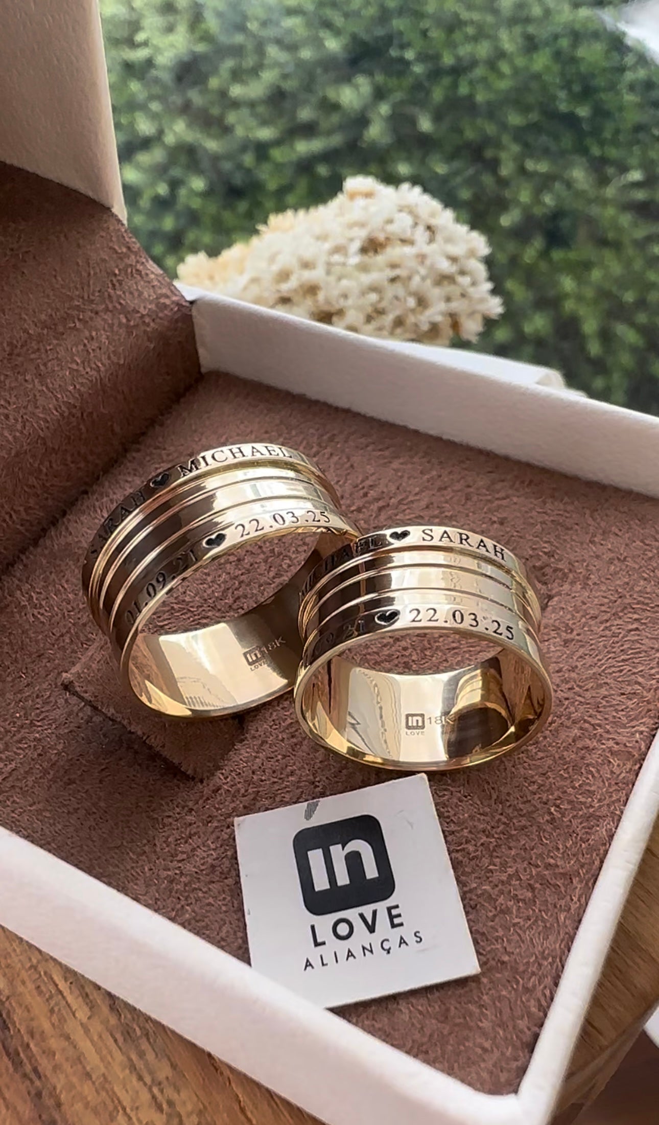 Alianças de Casamento em Ouro 18k - Modelo Te Quero | 10mm | 12x R$741.61