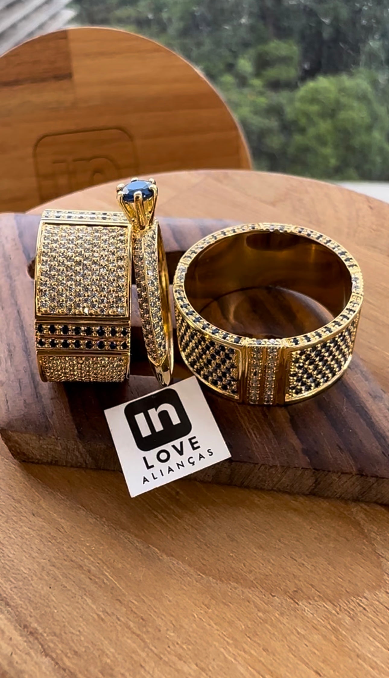 Par de Alianças + Anel em Ouro 18k | Kit Eu Amo Você | 12x 2.499,00