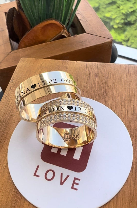 Alianças de Casamento em Ouro 18k - Modelo Par Perfeito Master | 8mm | 12x R$1.125