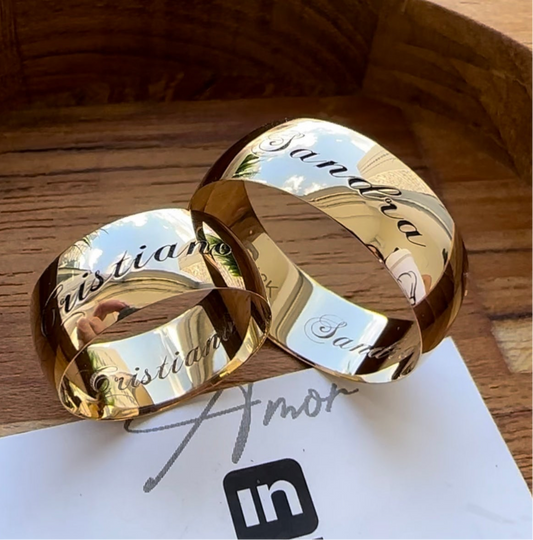 Alianças de Casamento em Ouro 18k - Modelo Esta Escrito | 8mm | 12x R$699