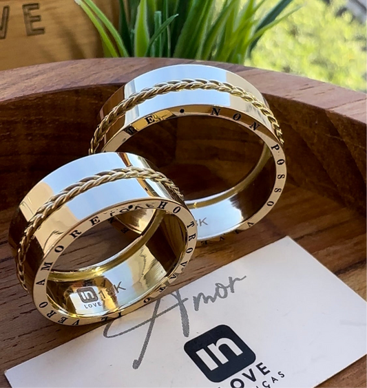 Alianças de Casamento em Ouro 18k - Modelo Eternizar | 8mm | 12x R$1.041