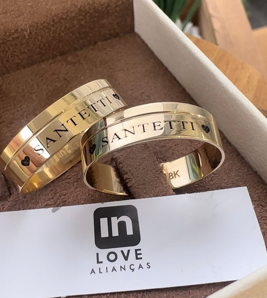 Alianças de Casamento em Ouro 18k - Modelo Nossa União | 5mm | 12x R$399