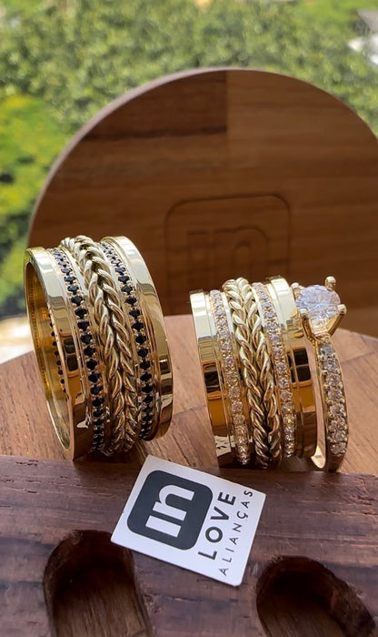 Par de Alianças em Ouro 18k - Modelo Nosso Santo Bateu | 10mm | 12x R$1.583