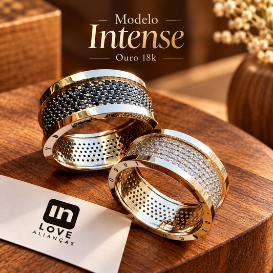 Par de Alianças em Ouro 18k - Modelo Intense Duo | 9mm | 12x R$1.499.