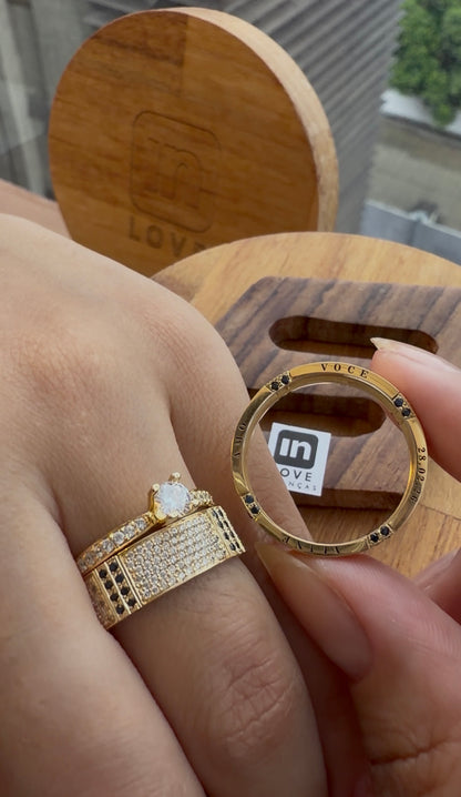 Par de Alianças em Ouro 18k - Modelo Eu Amo Você  | 6mm | 12x R$1.324.