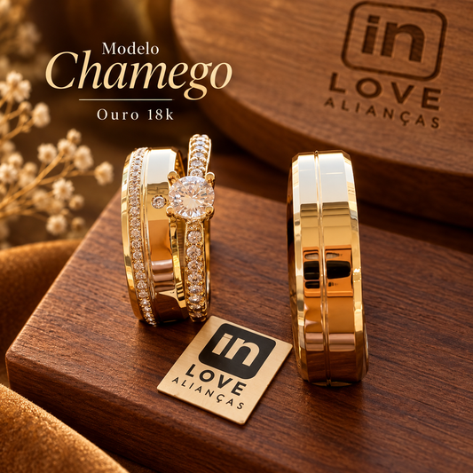 Par de Alianças em Ouro 18k - Modelo Chamego | 5mm | 12x R$541
