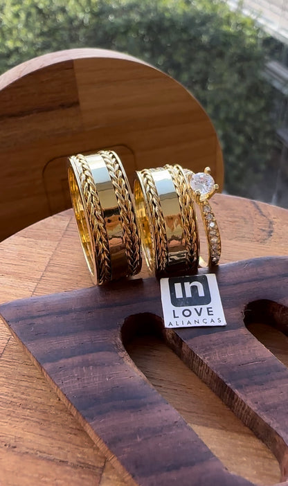 Alianças de Casamento em Ouro 18k - Modelo Pra Sempre | 8mm | 12x R$1.453,33
