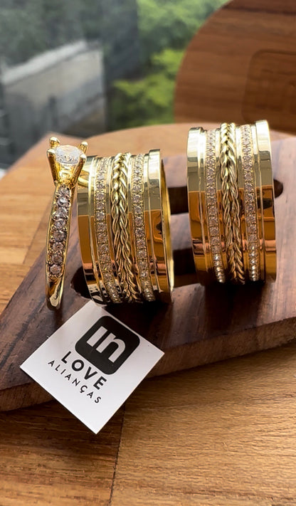 Par de Alianças em Ouro 18k - Modelo Nosso Santo Bateu | 10mm | 12x R$1.899.
