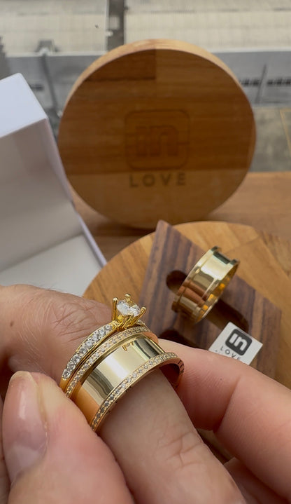 Par de Alianças em Ouro 18k - Modelo Amar Você | 9mm | 12x R$999.