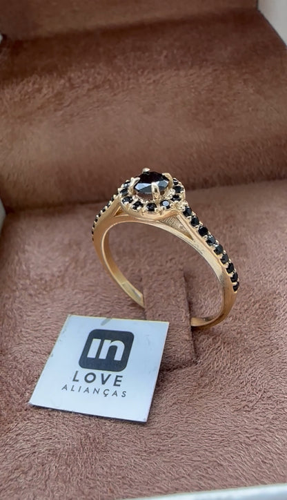 Anel Solitário Girassol em Ouro 18k - 12x R$275