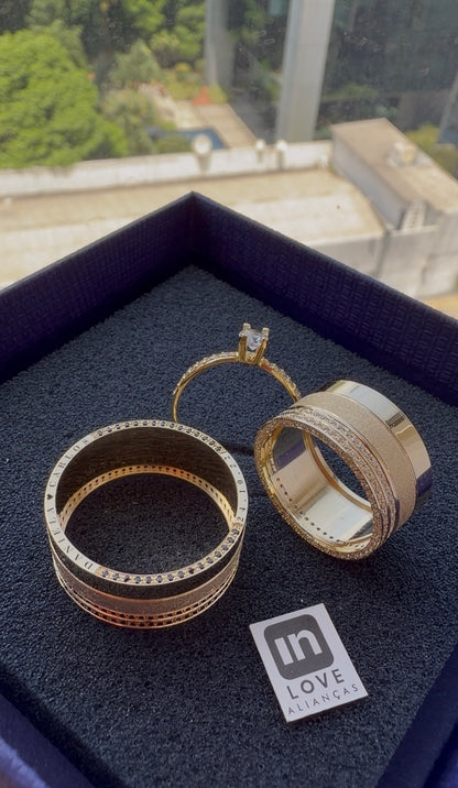 Par de Alianças em Ouro 18k - Modelo Declarações | 10mm | 12x R$1.299.