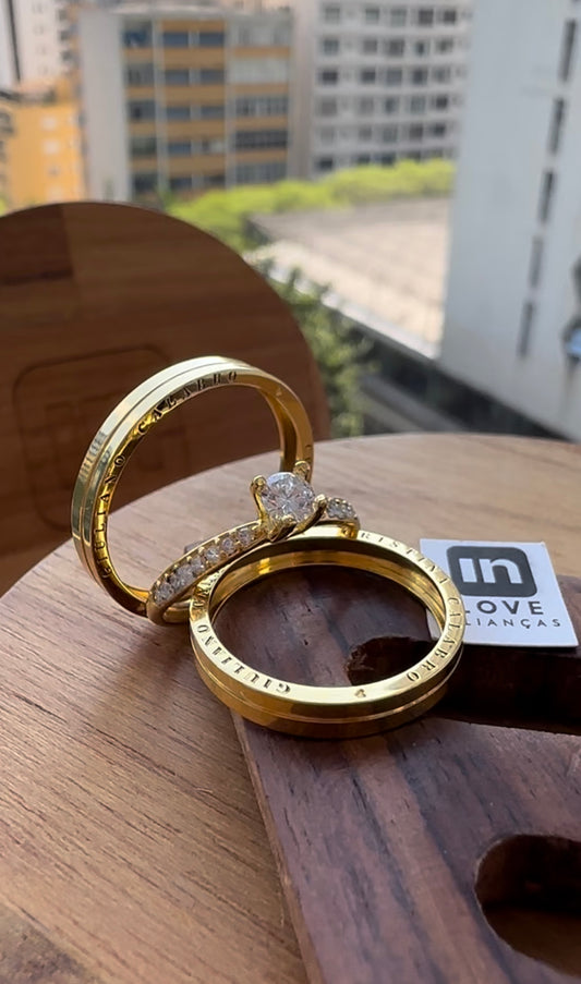 Par de Alianças em Ouro 18k - Modelo Afago | 3mm |12x R$499