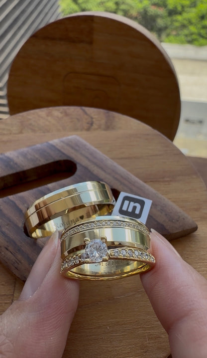 Par de Alianças em Ouro 18k - Modelo Nossa Energia | 6mm | 12x R$649