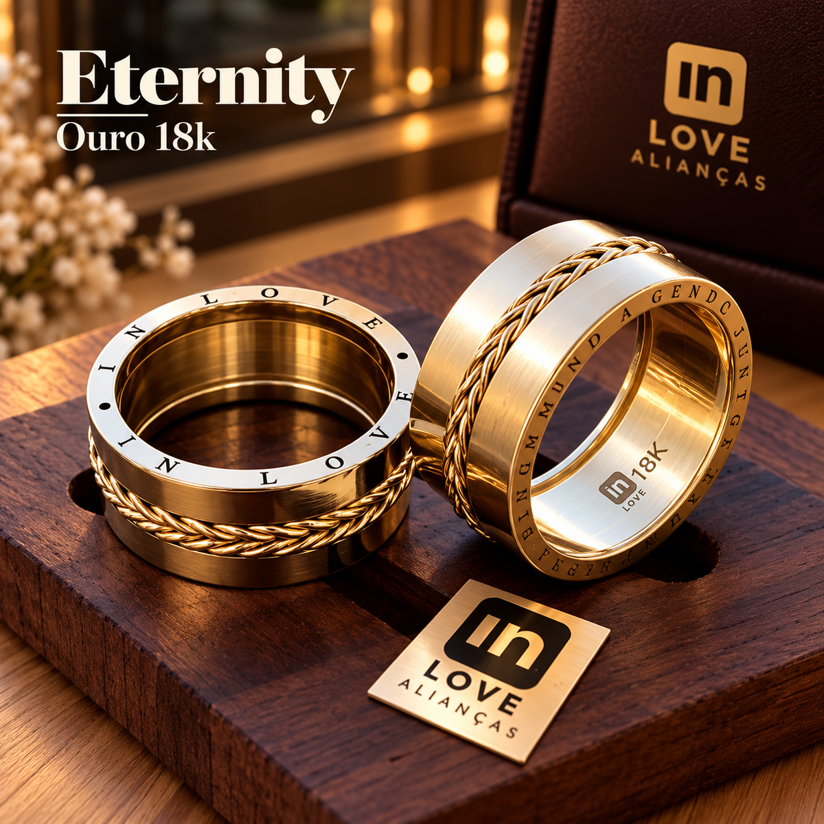 Par de Alianças em Ouro 18k - Modelo Eternity | 10mm | 12x R$1.899.