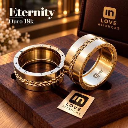 Par de Alianças em Ouro 18k - Modelo Eternity | 10mm | 12x R$1.899.