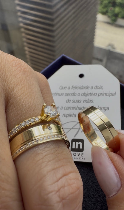 Par de Alianças em Ouro 18k - Modelo Minha Razão | 5mm | 12x R$433