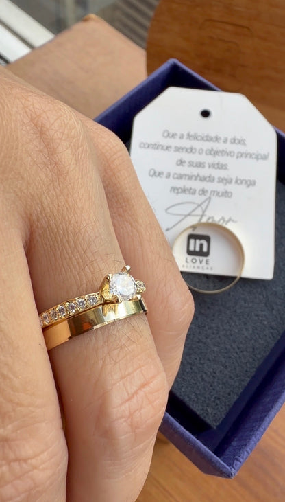 Par de Alianças em Ouro 18k - Modelo Sonho Bom | 3mm |12x R$216