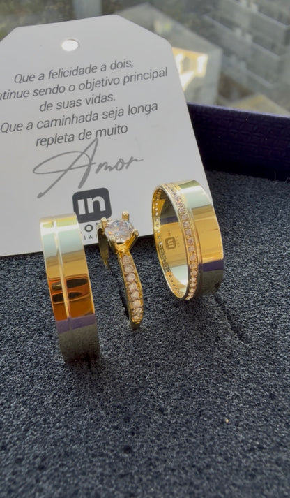 Par de Alianças em Ouro 18k - Modelo Eternamente | 5mm | 12x R$433