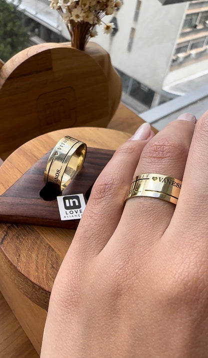 Alianças de Casamento em Ouro 18k - Modelo Lado a Lado | 8mm | 12x R$775