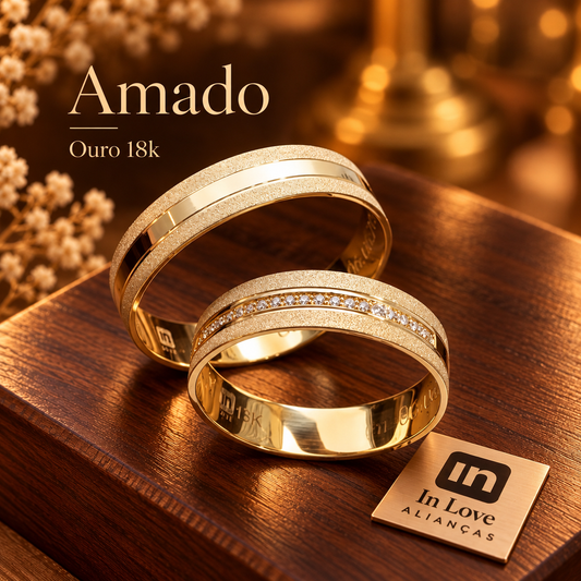Par de Alianças em Ouro 18k - Modelo Amado | 5mm | 12x R$433