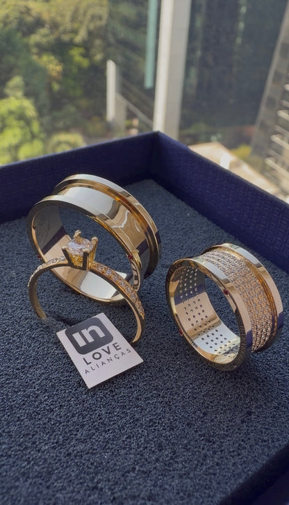 Par de Alianças em Ouro 18k - Modelo Intense | 8mm | 12x R$1.199.