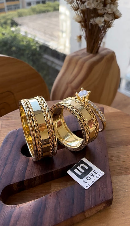 Alianças de Casamento em Ouro 18k - Modelo Pra Sempre | 8mm | 12x R$1.453,33