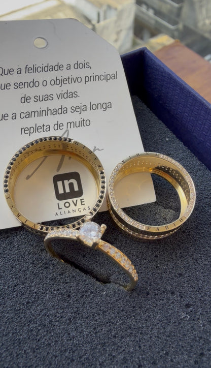 Par de Alianças em Ouro 18k - Modelo Carinho Duo | 8mm | 12x R$1.199.