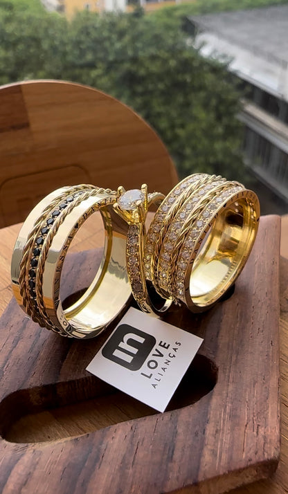 Par de Alianças em Ouro 18k - Modelo Momentos | 8mm | 12x R$1.083