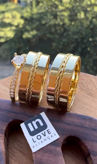Alianças de Casamento em Ouro 18k - Modelo Talismã | 8mm | 12x R$999