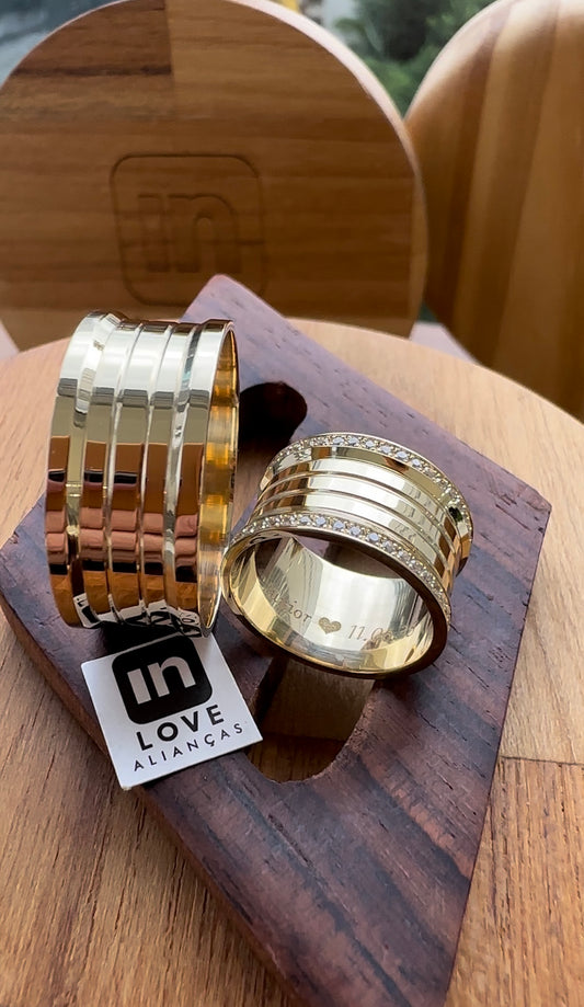 Alianças de Casamento em Ouro 18k - Modelo Paraíso | 10mm | 12x R$865