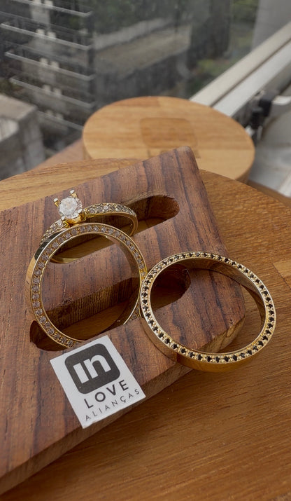 Par de Alianças em Ouro 18k - Modelo Amor Meu | 3mm | 12x R$758