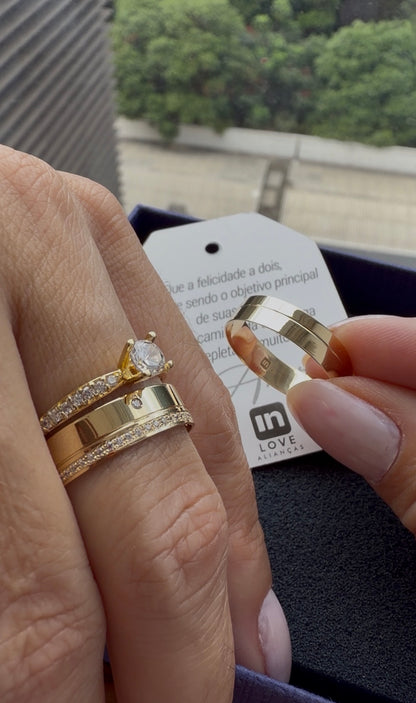 Par de Alianças em Ouro 18k - Modelo Minha Razão | 5mm | 12x R$433