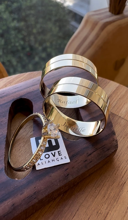 Alianças de Casamento em Ouro 18k - Modelo Minha Alegria | 6mm | 12x R$333