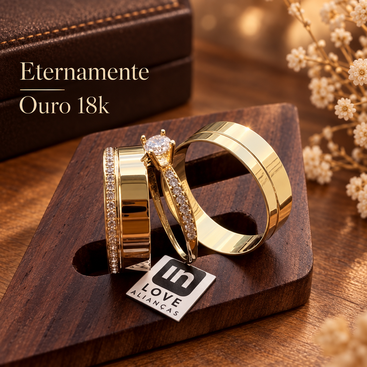 Par de Alianças em Ouro 18k - Modelo Eternamente | 6mm | 12x R$541