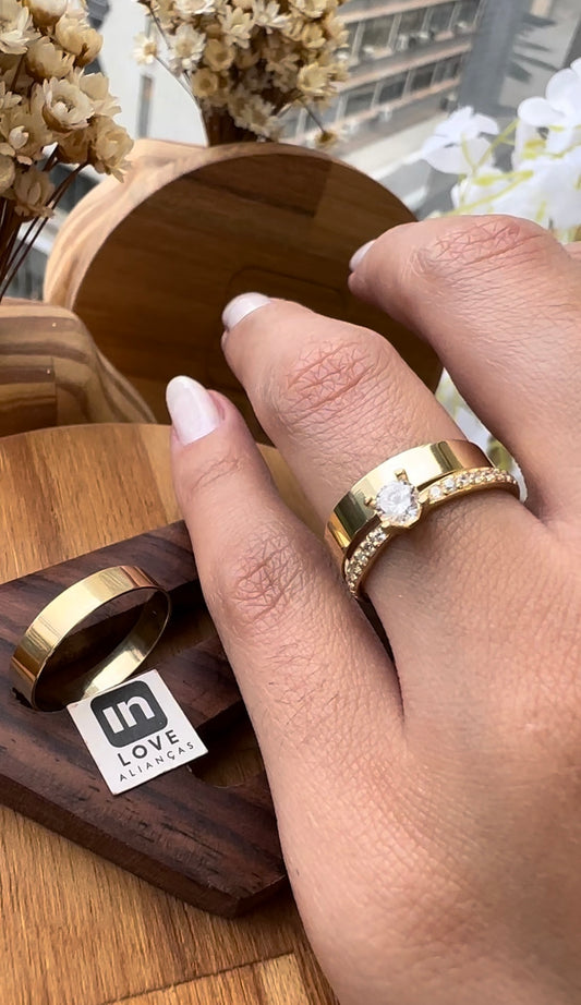 Alianças de Casamento em Ouro 18k - Modelo Dengo | 3mm |12x R$165.83