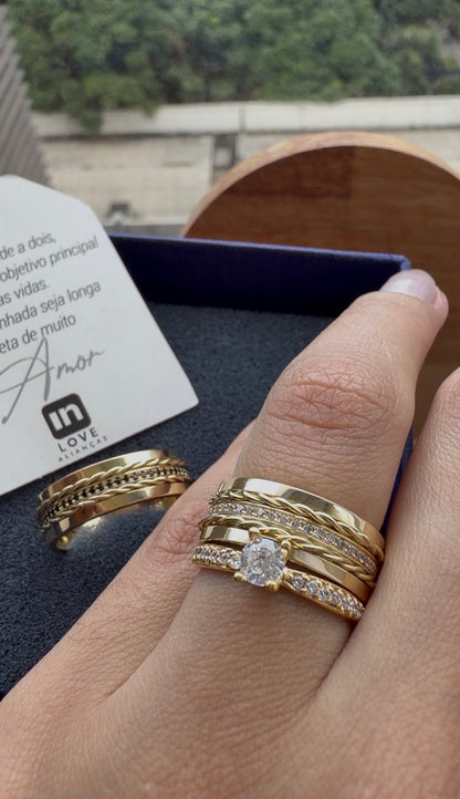 Par de Alianças em Ouro 18k - Modelo Bem que se quis | 7mm | 12x R$999.