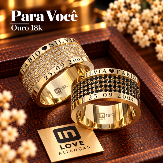 Par de Alianças em Ouro 18k - Modelo Para Você Duo Master | 10mm | 12x R$2.199.
