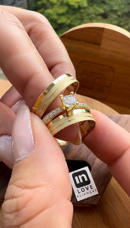 Par de Alianças em Ouro 18k - Modelo Verdadeiro Amor | 4mm | 12x R$249