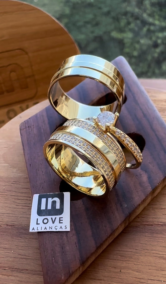 Alianças de Casamento em Ouro 18k - Modelo Perfeição | 8mm | 12x R$833
