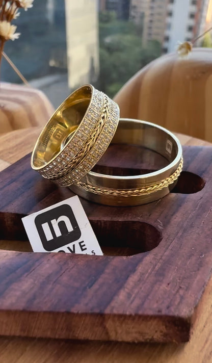 Alianças de Casamento em Ouro 18k - Modelo Trancinha | 6mm |12x R$640