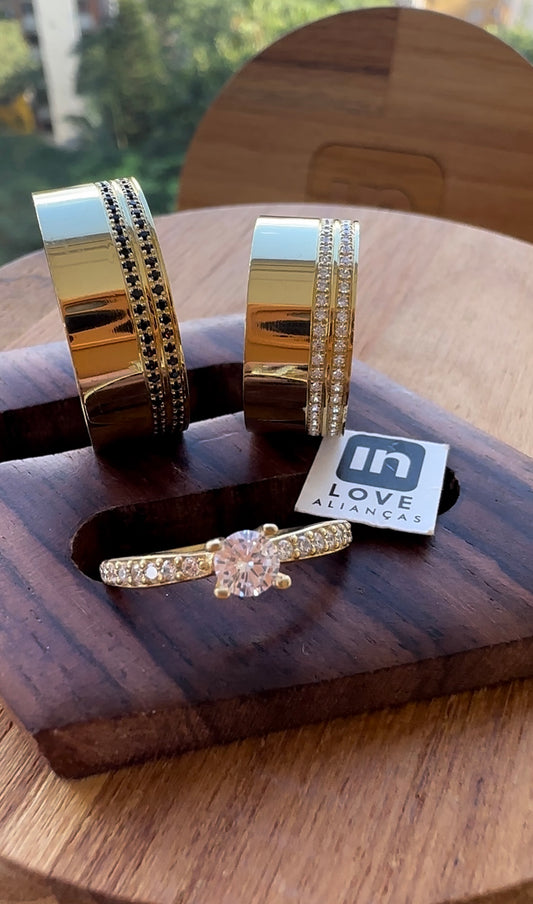 Alianças de Casamento em Ouro 18k - Modelo Sorte | 8mm | 12x R$666