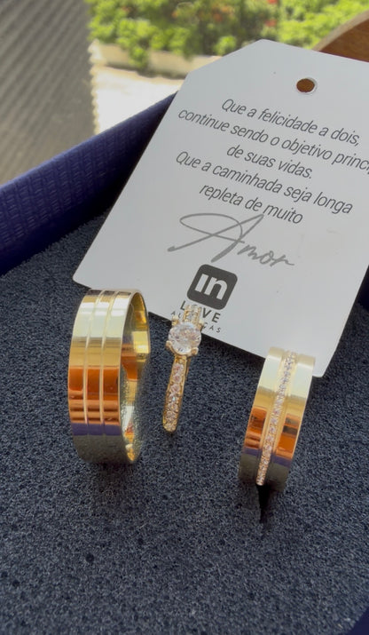 Par de Alianças em Ouro 18k - Modelo Mimosinha | 6mm | 12x R$541