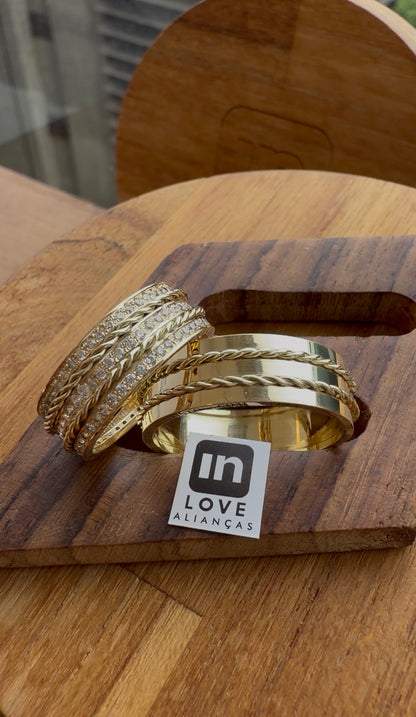Par de Alianças em Ouro 18k - Modelo Momentos | 7mm | 12x R$999.